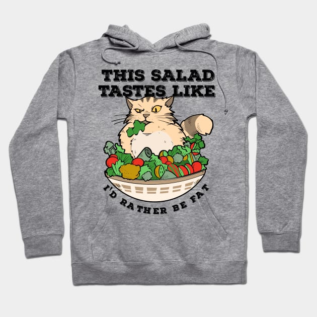 Funny Diet Cat Weightloss Fasting Gym Workout Fitness Salad Hoodie by TellingTales
